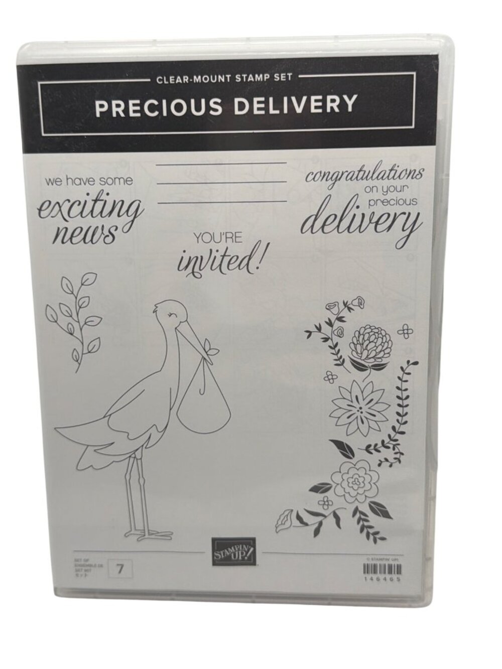 Stampin Up Precious Delivery Clear Mount Stamp Set Baby Shower Congratulations S